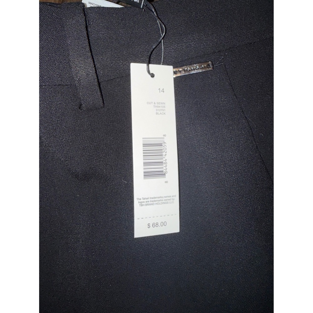 Tahari Dress Pants Women 14 Black Straight Leg Stretch Professional Trousers - Picture 4 of 7